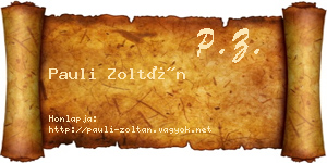 Pauli Zoltán névjegykártya